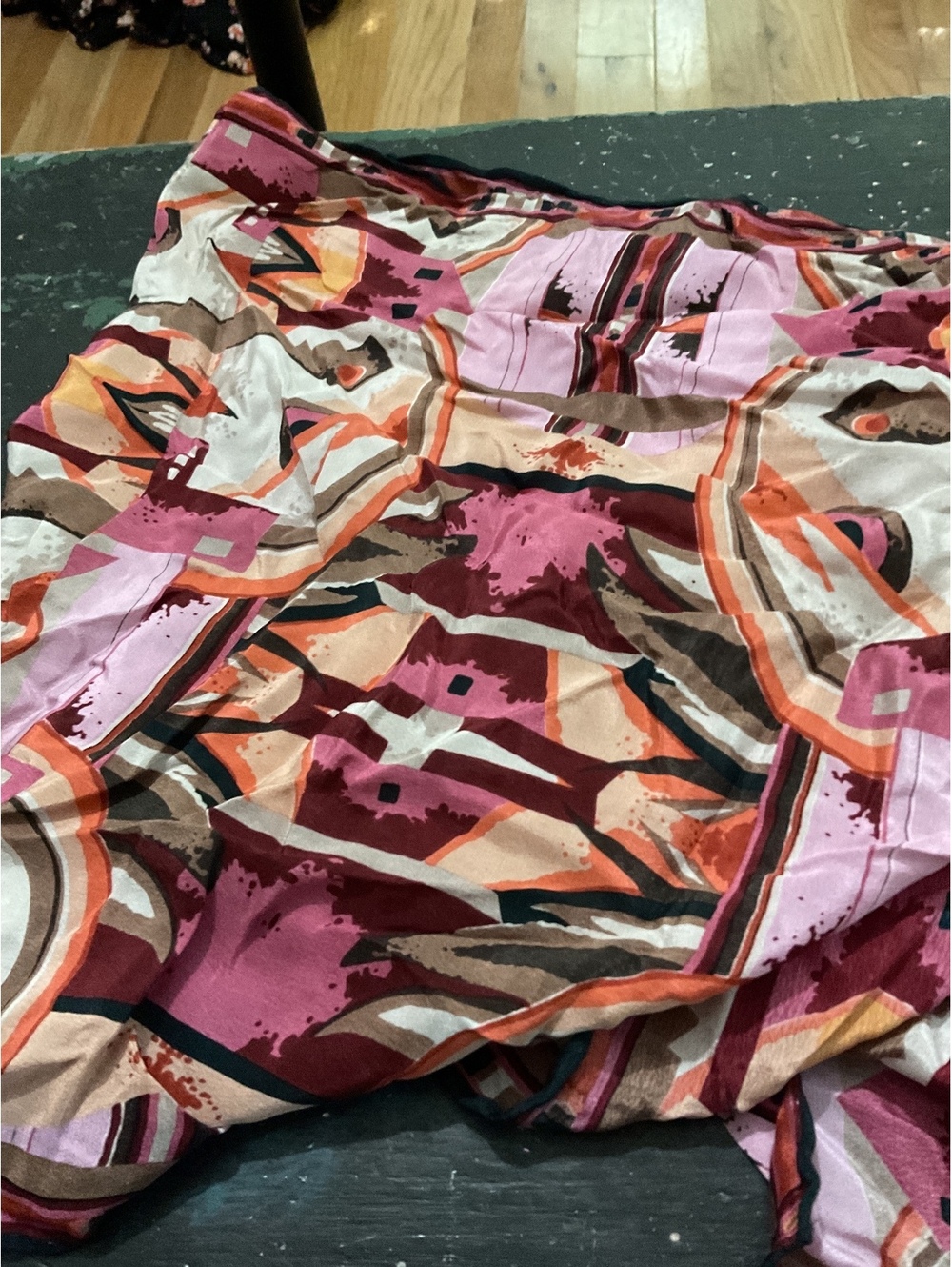 Handmade 100% Silk Colorful Abstract Pattern Scarf - Picture 2 of 7